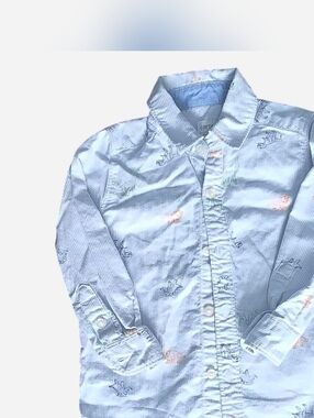 Carter's Light Blue Striped & Dino Button-Down Shirt